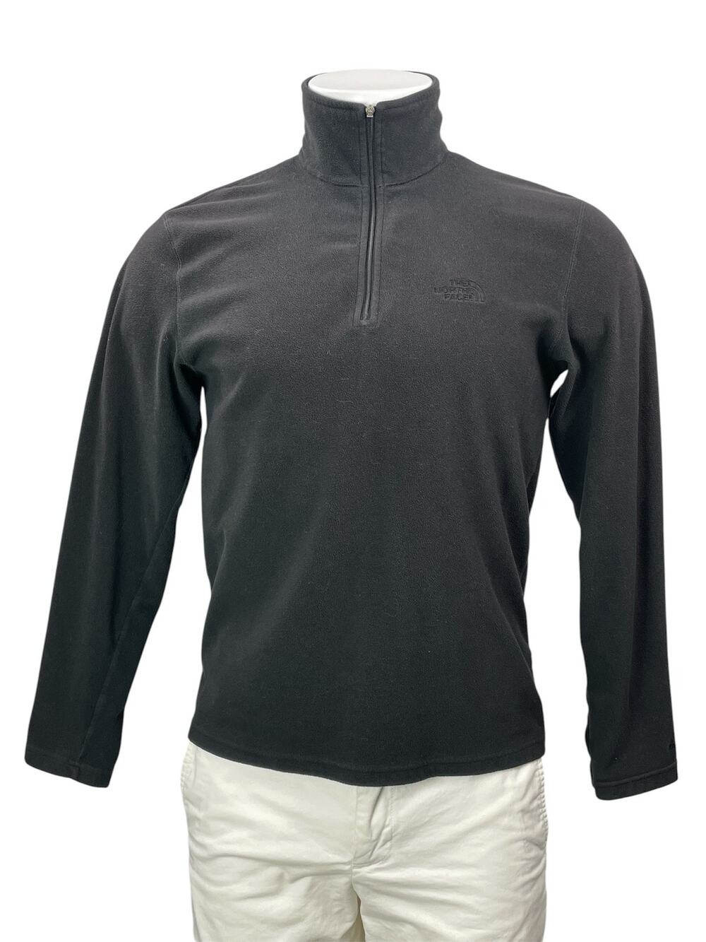 The North Face Men's Black Long Sleeves 1/4 Zip Fleece Pullover Sweater Top S/P